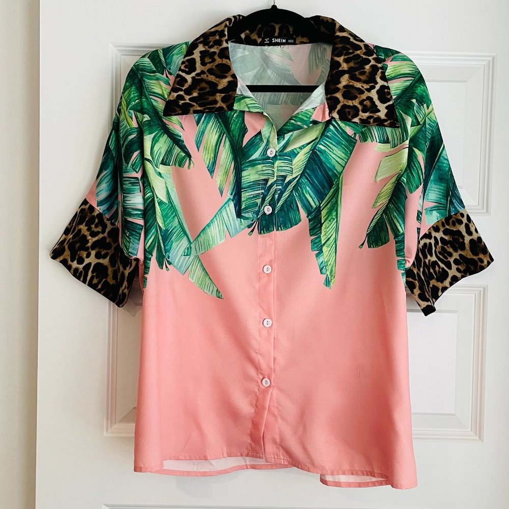 XL Pink and leopard top